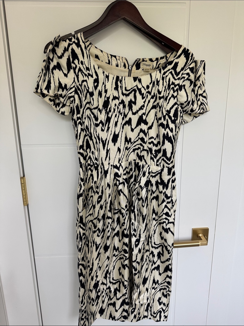 Temperley London Black and Cream Patterned Dress